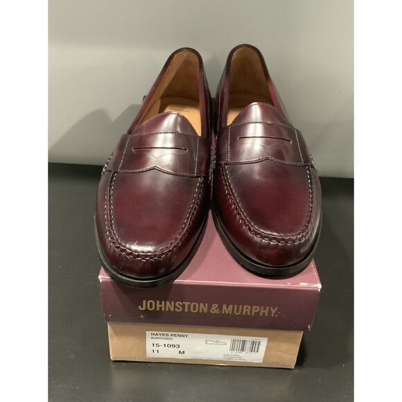 JOHNSTON & MURPHY Hayes Penny Loafer Size 11/ Burgundy - Picture 1 of 8
